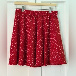 Sz L red polka dot skirt
